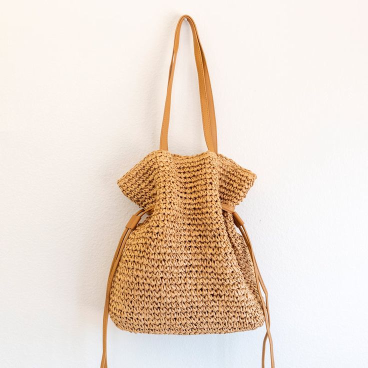 Elena Handbags Retro Straw Woven Tote Bag Everyday Shoulder Bag, Tote Bag Summer, Bag Summer, Woven Tote Bag, Raffia Bag, Straw Bags, Summer Bag, Denim Bag, Knitted Bags