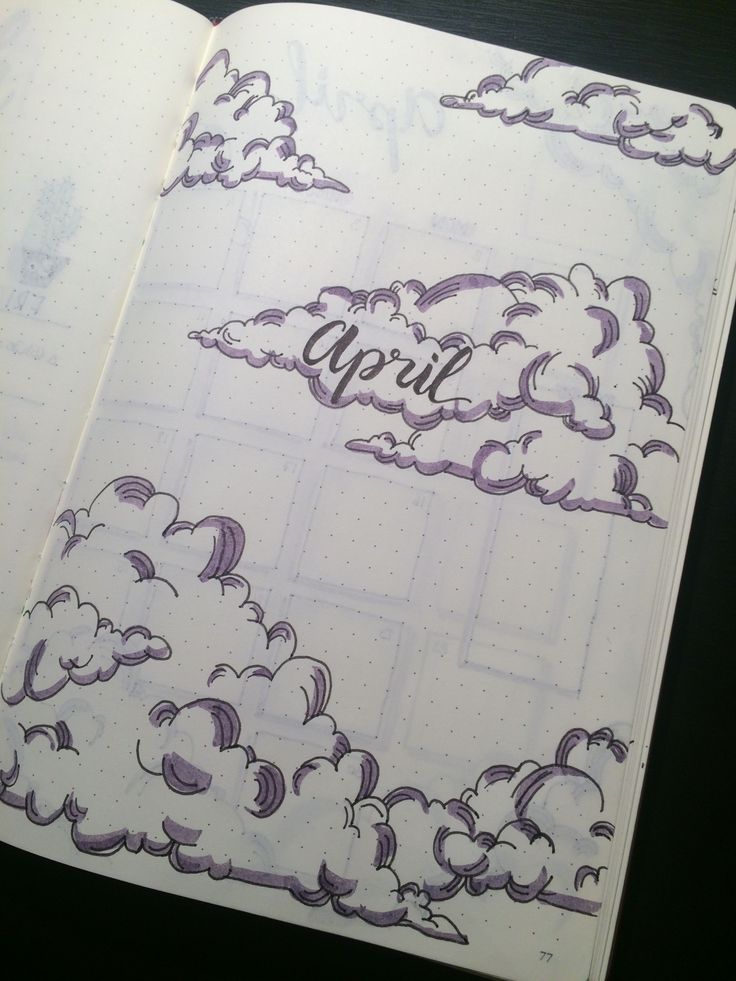 an open notebook with clouds and the word opi written in cursive writing