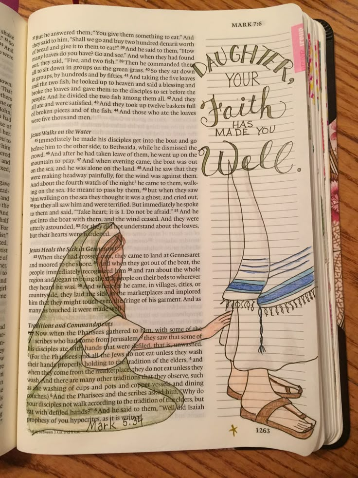 an open bible with the words daughter, your faith may be well