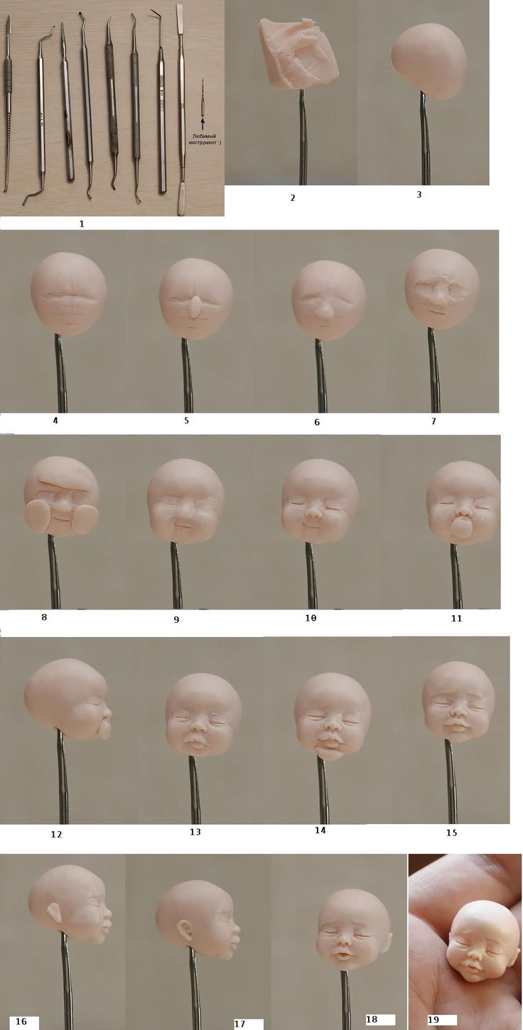 several images of different tools and objects in the process of making an object with clay