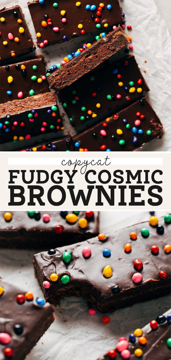 chocolate fudgey cosmic brownies with sprinkles on the top and bottom