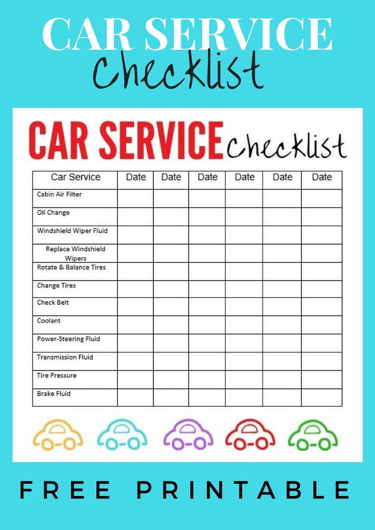 a car service checklist with the words free printable