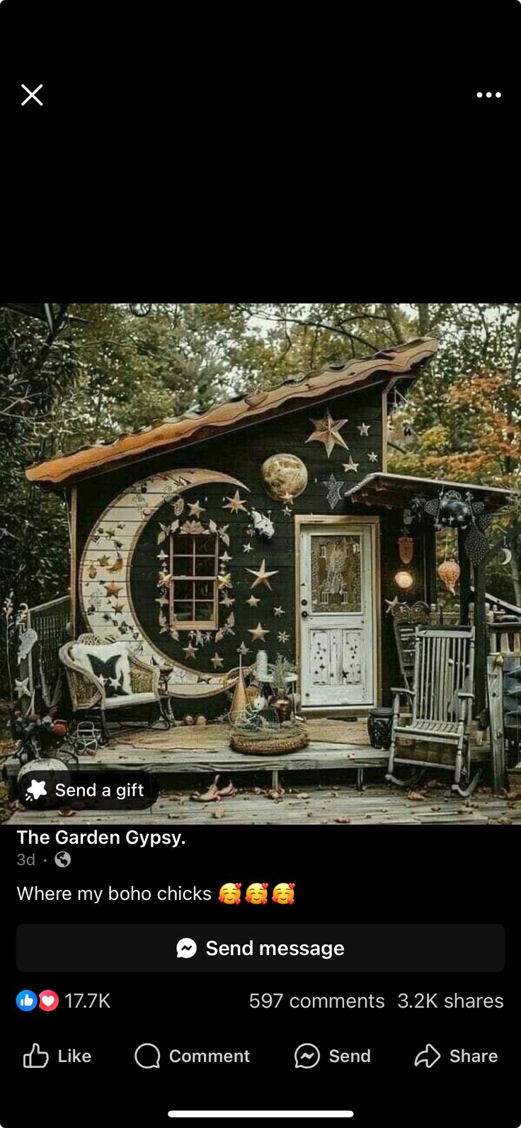 an image of a small house with stars on it