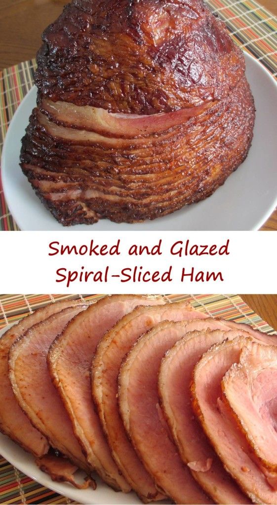 smoked and glazed spiral - slice ham on a plate with the words smoked and glazed spiral - slice ham