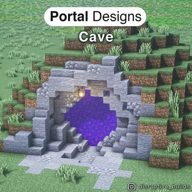 an image of a minecraft cave with the text portal designs cave on it's side