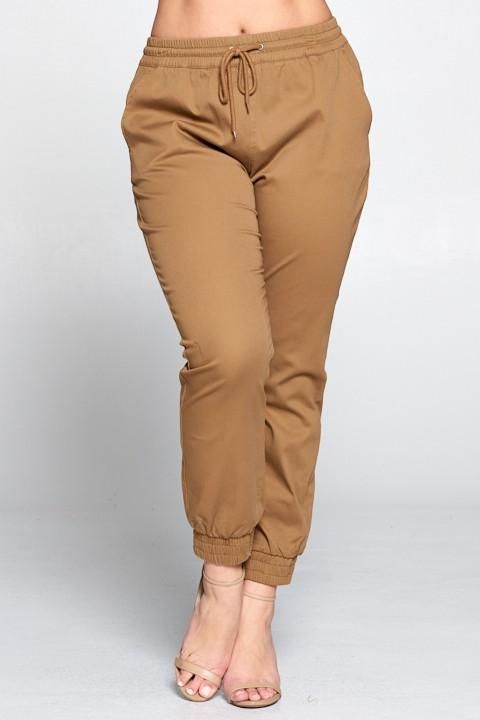 Women's Plus Size Stylish Twill Jogger Pants – BPosh Beauty Bar & Boutique Workwear Pants With Elastic Waistband And Cuffed Ankles, Fall Chinos With Elastic Waistband And Straight Fit, Fall Solid Color Ankle-length Cargo Pants, Fall Cargo Pants With Cuffed Ankles, Solid Ankle-length Cargo Pants For Fall, Elastic Waistband Straight Chinos For Fall, Fall Workwear Pants With Cuffed Ankles, Cuffed Ankle Workwear Pants For Fall, Fall Elastic Waistband Ankle-length Chinos