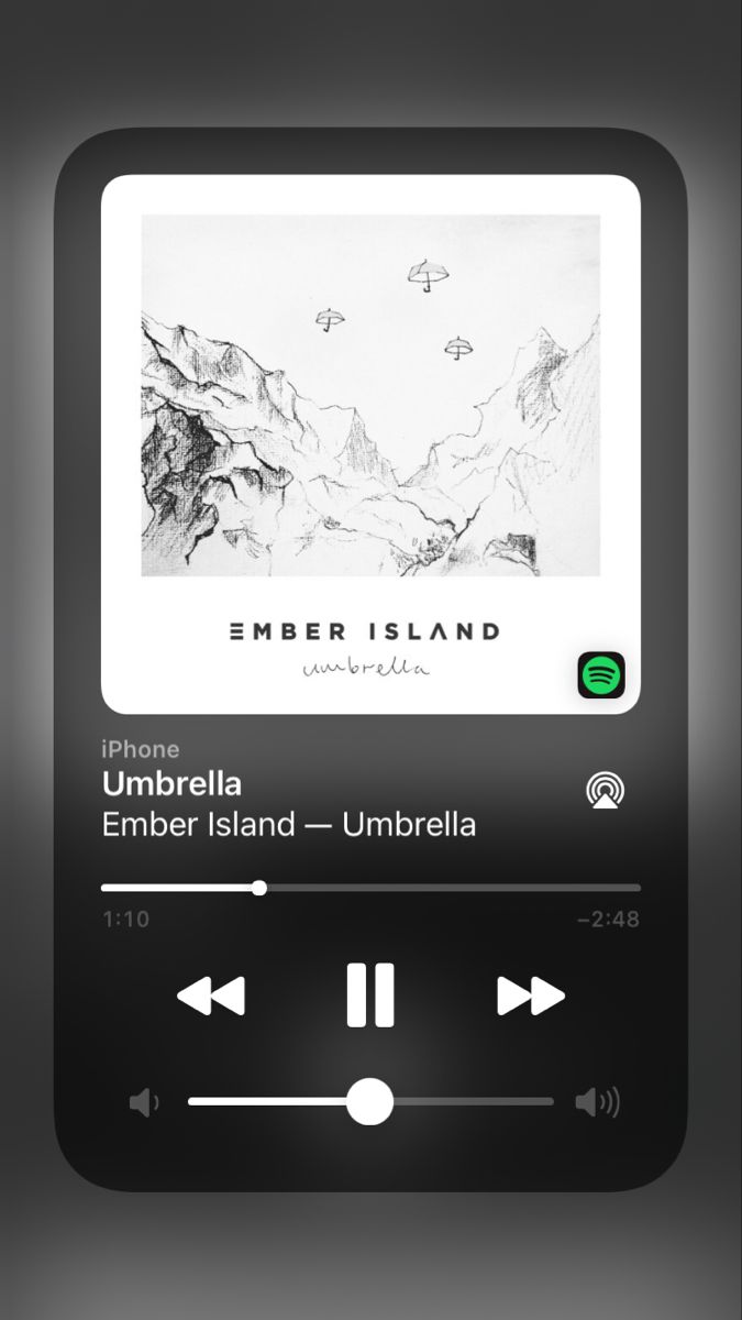 an iphone screen showing the music player for ember island