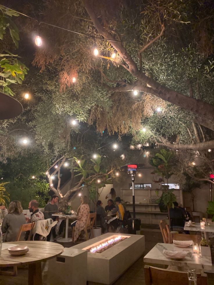 Los Angeles, restaurant, fairy lights, outdoor dining Los Angeles Night Life, Night Life Los Angeles, Los Angeles Restaurants Aesthetic, Eating Out Aesthetic Restaurant Night, Cool Restaurants In Los Angeles, La Night, Los Angeles Restaurants, Outdoor Dinner, Christmas Events