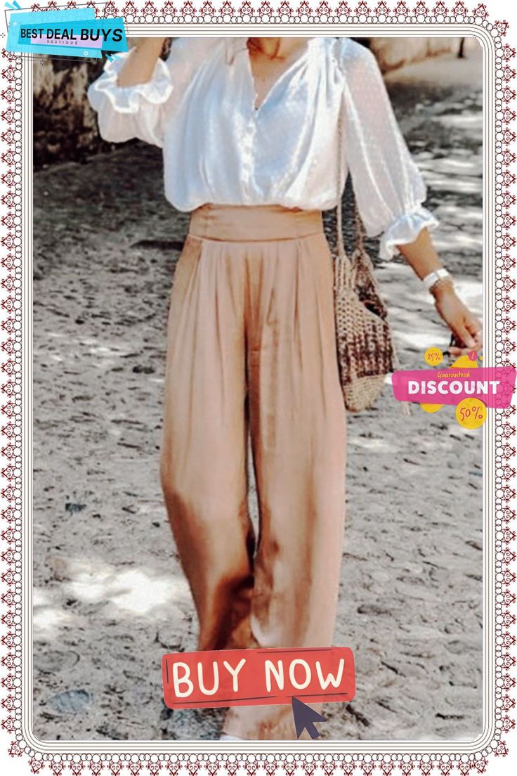 Take A Look At This Mocha Palazzo Pants Casual High Waist Beige Dress Pants, Baggy Brown Wide Leg Pants For Summer, Spring Khaki Dress Pants, Spring Khaki Dress Trousers, Khaki Dress Pants For Spring, Khaki Dress Trousers For Spring, Elegant Beige Baggy Bottoms, Spring Baggy Brown Pants, Solid Wide Leg Pants For Day Out In Fall