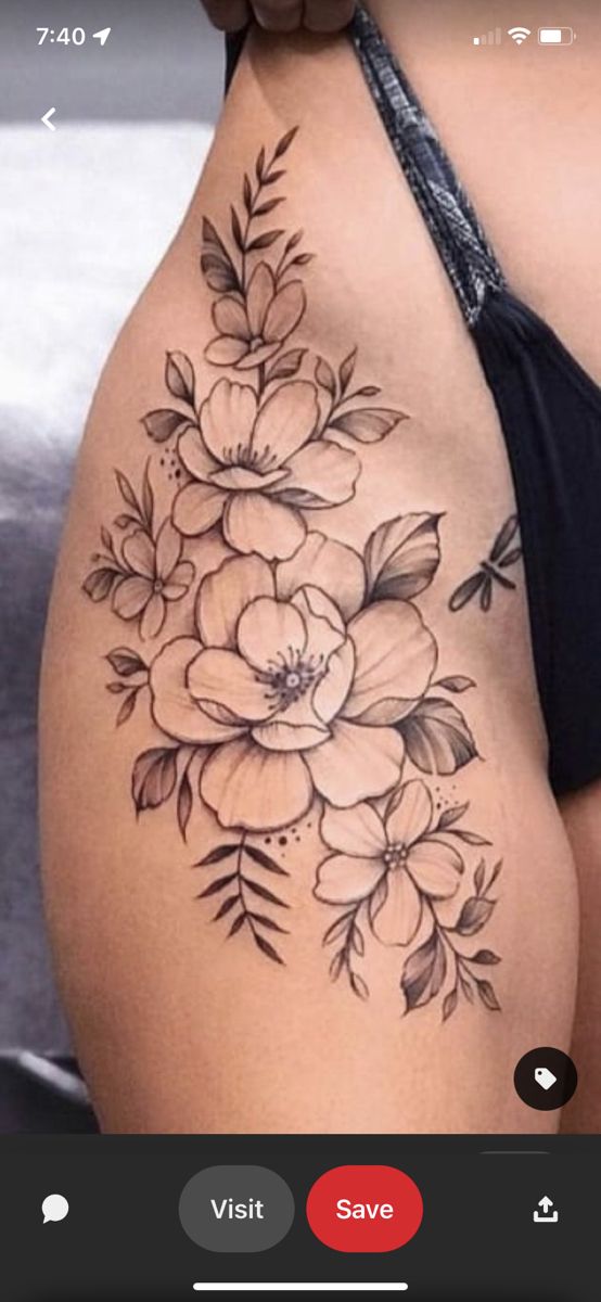 a woman's stomach with flowers on it