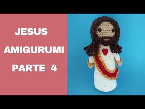 a crocheted jesus amigurmi doll is shown with the words jesus on it