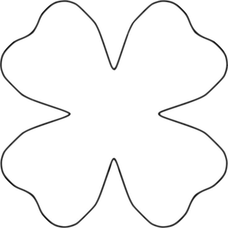 a four - leaf clover cut out from the shape of a paper shamrock, with black outline