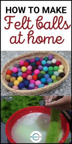 how to make felt balls at home with text overlay that reads how to make felt balls at home