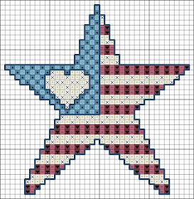 a cross stitch pattern with an american flag star