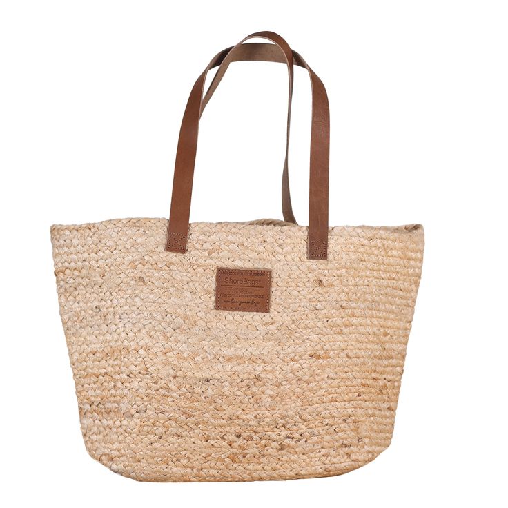 Jute Grass Natural Tote - THE WELL APPOINTED HOUSE Relaxed Lifestyle, Beaded Bag, Pocket Mirror, Phone Charger, Natural Jute, Leather Handles, Sustainable Materials, Large Tote, Leather Handle