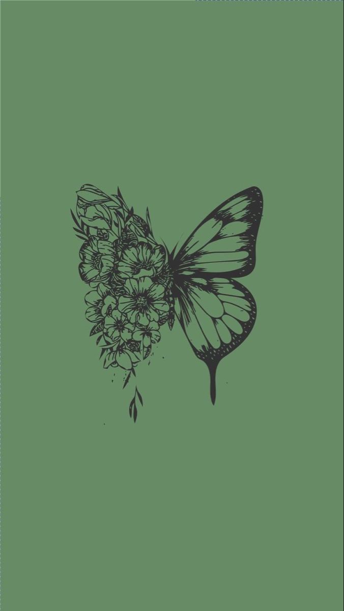 a black and white drawing of a butterfly on a green background with chryscyte