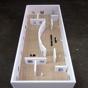 the floor plan is made up of white boxes