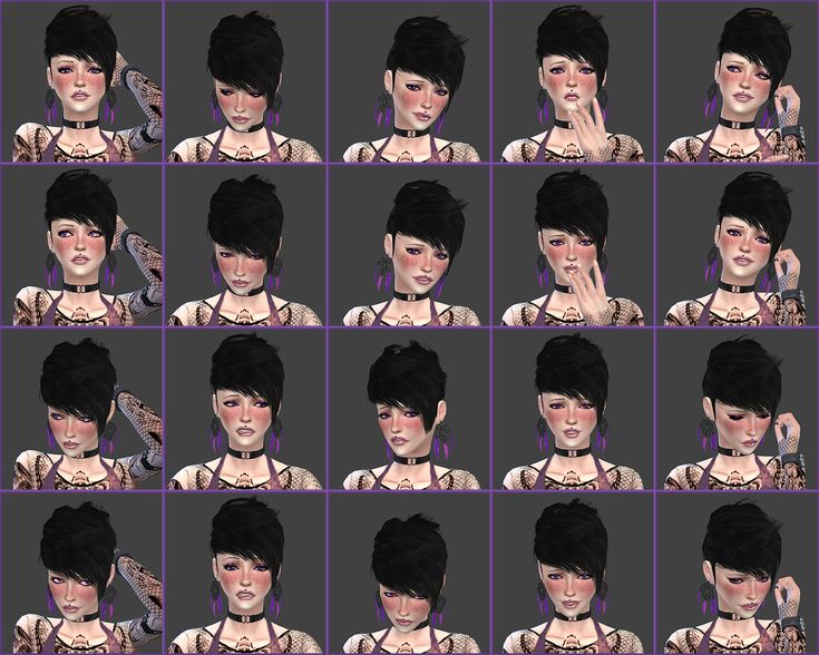 many different pictures of a woman with black hair