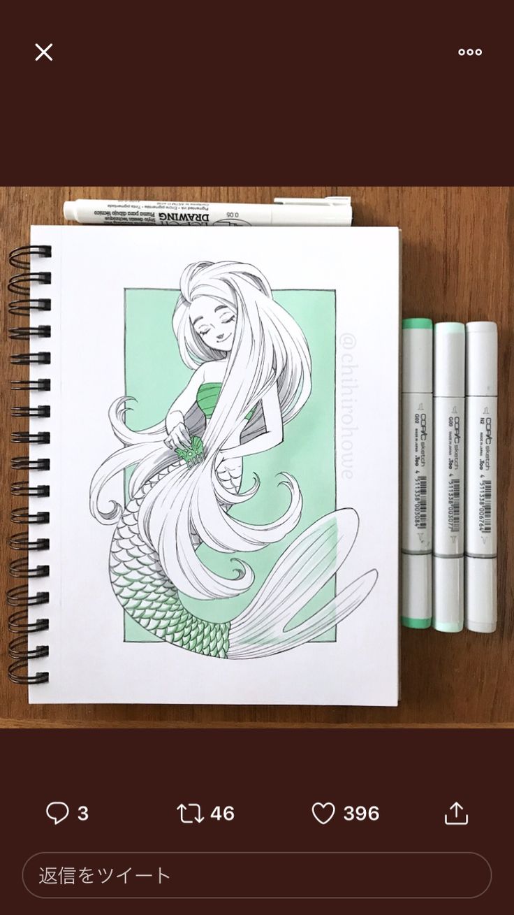 Chihiro Howe, Sketchbooks Inspiration, Colored Pencil Painting, Fantasy Vampire, Artist Sketching, Journal Drawing, Anime Mermaid, Mermaid Artwork, Copic Art