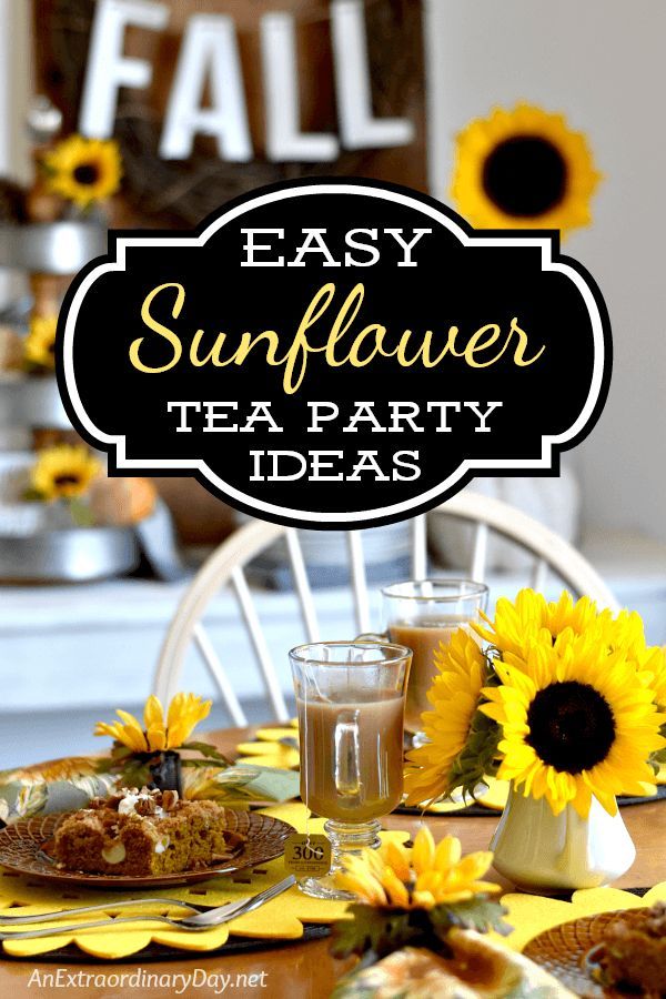 a sunflower tea party with plates and cups