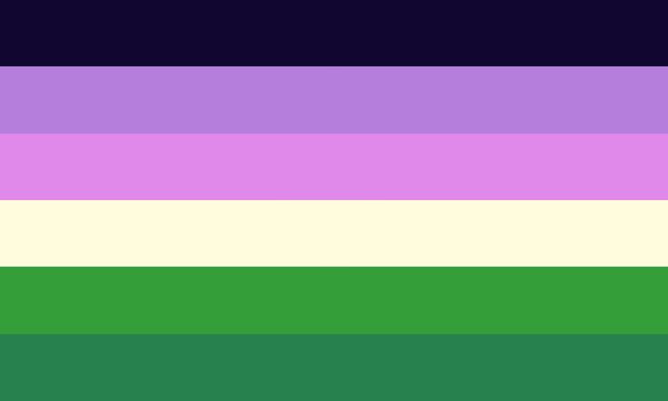 the rainbow flag is shown in black and white, as well as green and purple