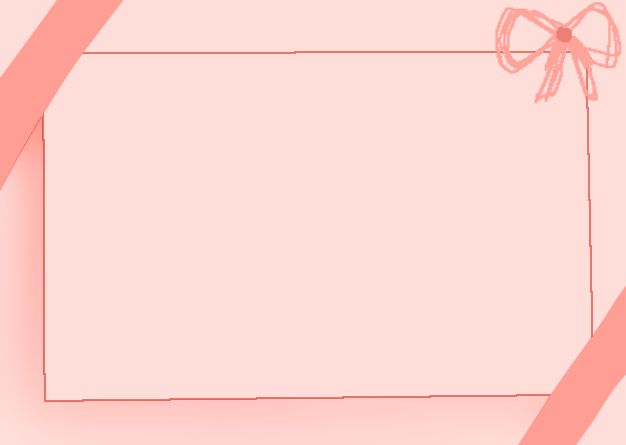 an empty pink card with a bow on the front and back side, against a light pink background