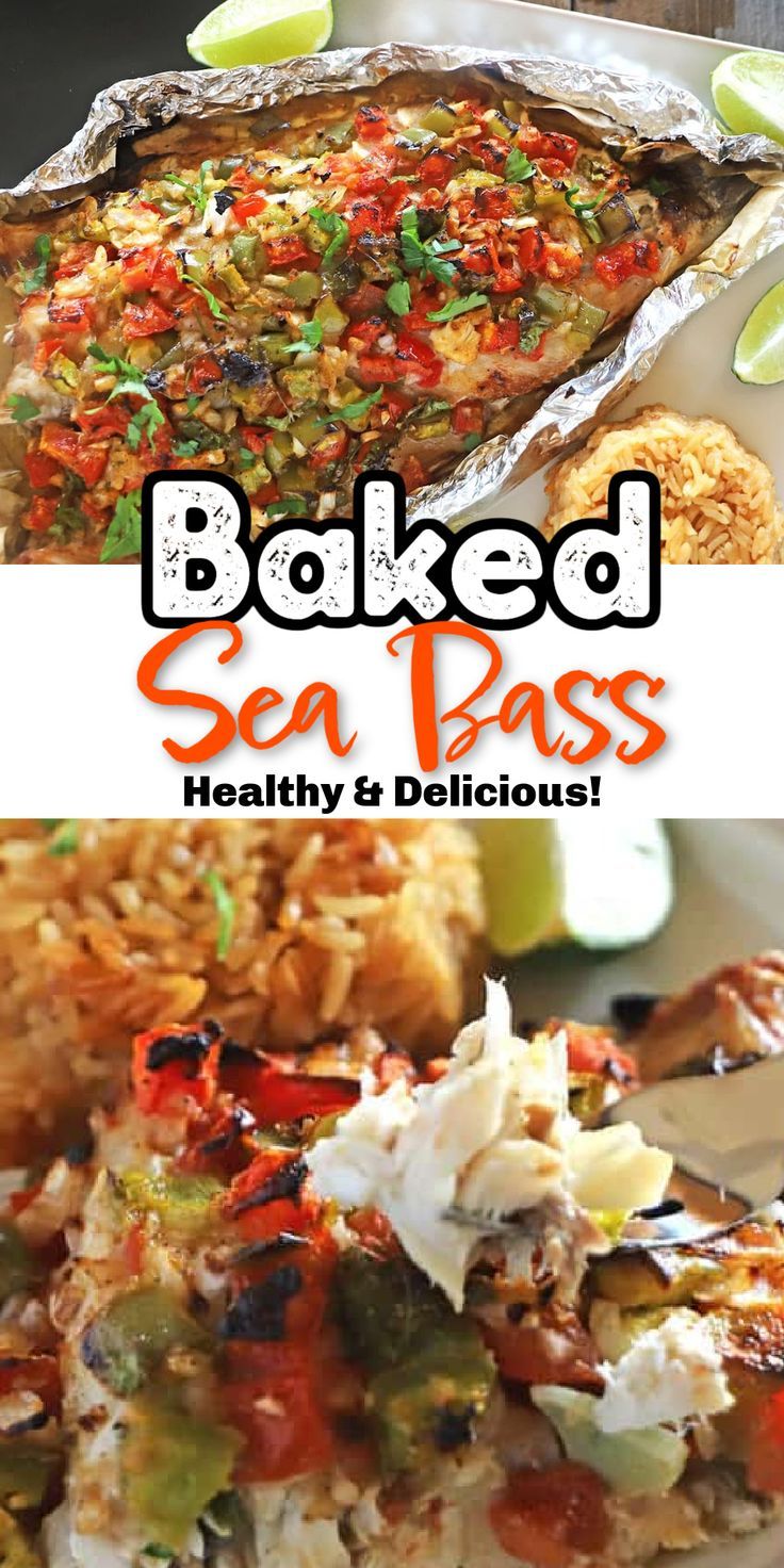 baked sea pass with text overlay that reads baked sea pass healthy and delicious recipe