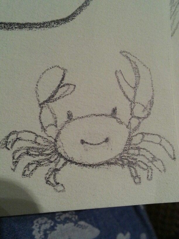 a drawing of a crab on a piece of paper