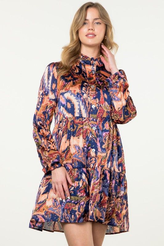 Long Sleeve Metallic Detail Dress -lined -lightweight -fabric content - 100% polyester Kimono Duster, Heeled Mules Sandals, Plus Size Activewear, Team Apparel, Tee Dress, Clothes Collection, Summer Essentials, Dress Details, Lightweight Fabric