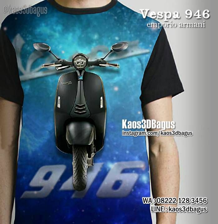 a man wearing a t - shirt with the image of a scooter on it