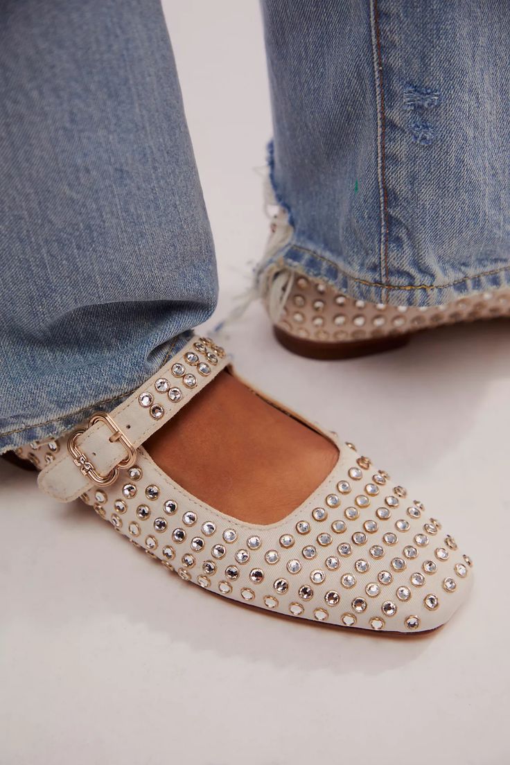 Gem Buckle Ballet Flats | Free People Buckle Ballet Flats, Fun Flats, Ballet Silhouette, Ivory Heels, Studded Ballet Flats, Strappy Flats, Ballerina Shoes Flats, Slingback Flats, Free People Shoes