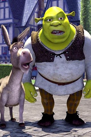 an animated character standing next to a donkey