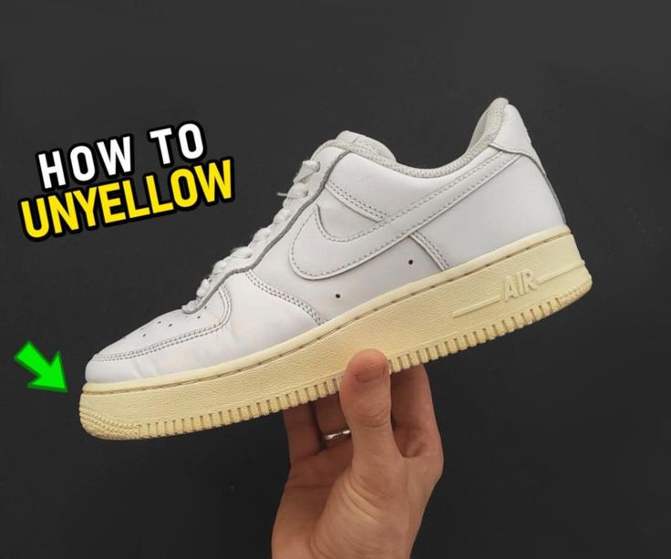 How To Get Yellow Out Of White Shoes, How To Clean White Air Force Ones, How To Make Yellow, Sneaker Cleaning, White Air Force Ones, Clean Hacks, How To Clean White Shoes, Converse Play, Yellow Trainers