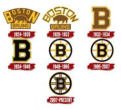 the boston and boston bears logos are shown in red, white, and gold colors