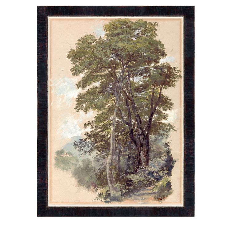 an image of a painting with trees in the background