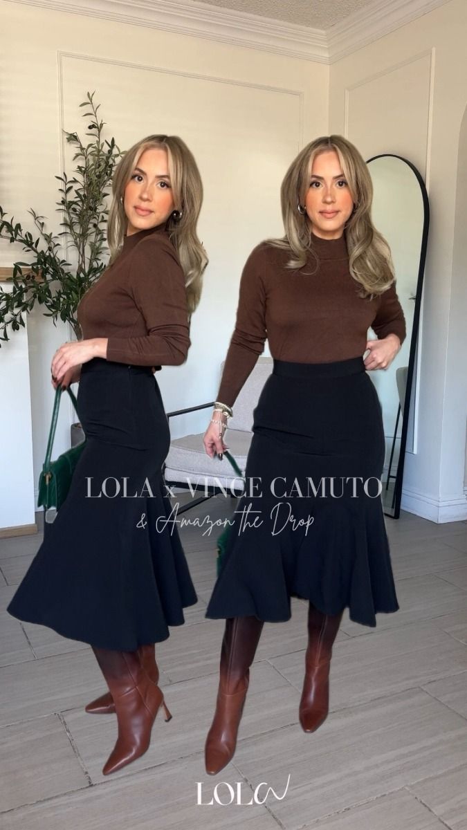 High Boots Fall Outfit, Outfits With Midi Skirts, Black Skirt Midi, Skirt Outfits With Boots, Midi Skirt Outfit Winter, Boots Fall Outfit, Skirts And Boots, Long Leather Skirt, Skirt Outfits Fall