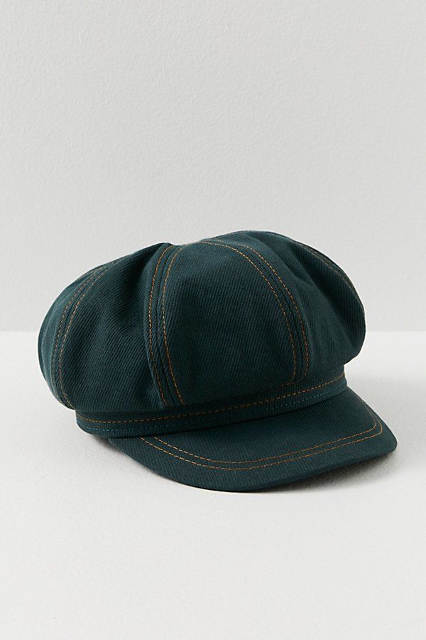 This vintage-inspired lieutenant cap is the perfect go-with-everything accessory. **Features:** Fitted style, textured denim fabrication, stitched detailing, slouchy top, and a short brim **Why We <3 It:** Throw this cap on when your hair is giving you hassle for an instantly put-together look. Alchemist Clothes, Cool Headbands, Tawny Autumn, Lieutenant Hat, Goth Hats, Bronze Autumn, Short Brim Hat, Trendy Hats, Juliet Cap