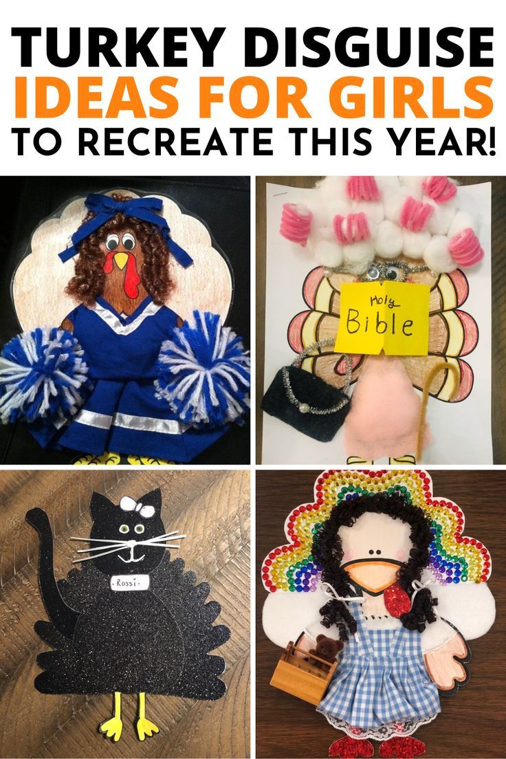 turkey disguised for girls to recreat this year with free printables and instructions