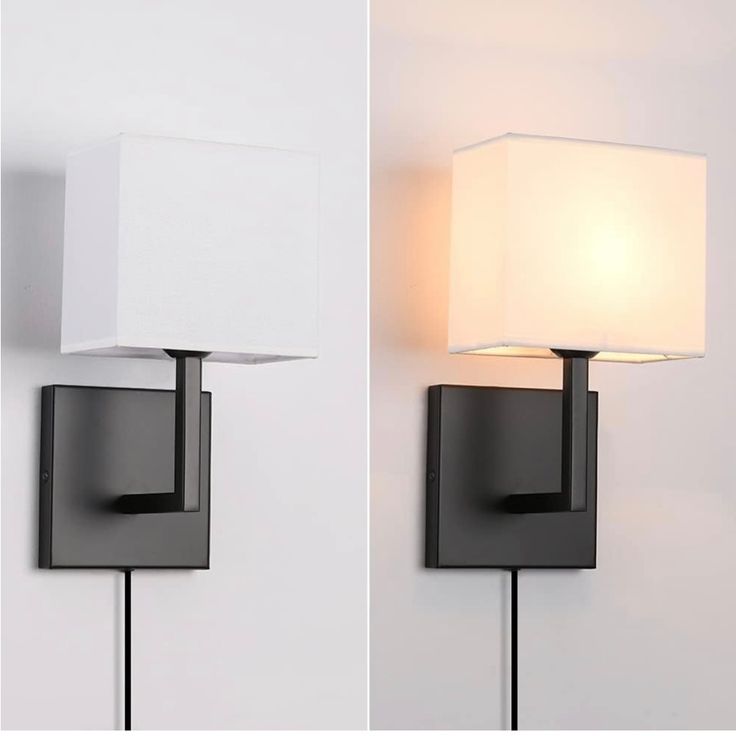 two different views of a wall light with one lamp on the opposite side and the other on the right