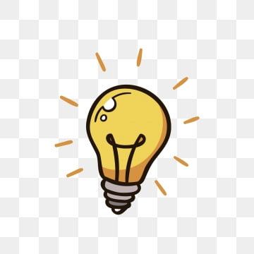 a yellow light bulb with a smile on it's face, transparent background png