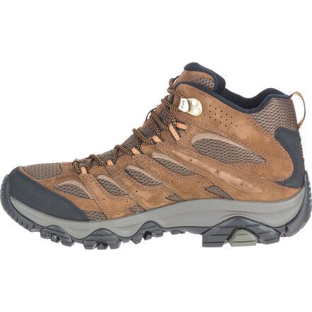 No matter if the forecast calls for rainshowers or sunny skies, the Merrell Moab 3 Mid Waterproof Hiking Boot always gives us the traction, comfort, and protection we need as we navigate rough terrain. Like its predecessor, the Moab 3 is equipped with a waterproof and breathable membrane to keep our feet well defended against accidental puddle slips or light moisture. Plus, we appreciate that the Vibram TC5+ outsole provides unencumbered traction underfoot thanks to its 5mm lugs and Merrell Moab, Waterproof Hiking Boots, Hiking Boot, Boots Men, Hiking Boots, Sunnies, Shoes Mens, Hiking, Slip On