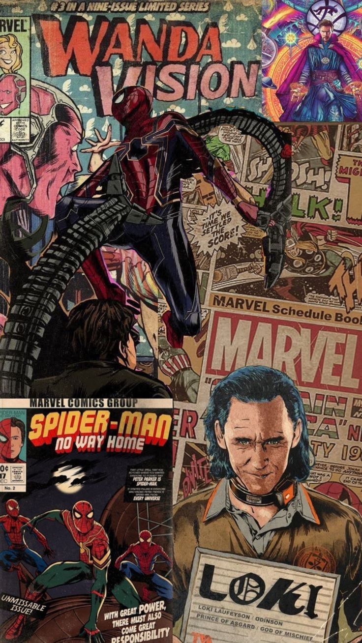 the cover to spider - man no way home is shown in front of an assortment of comics