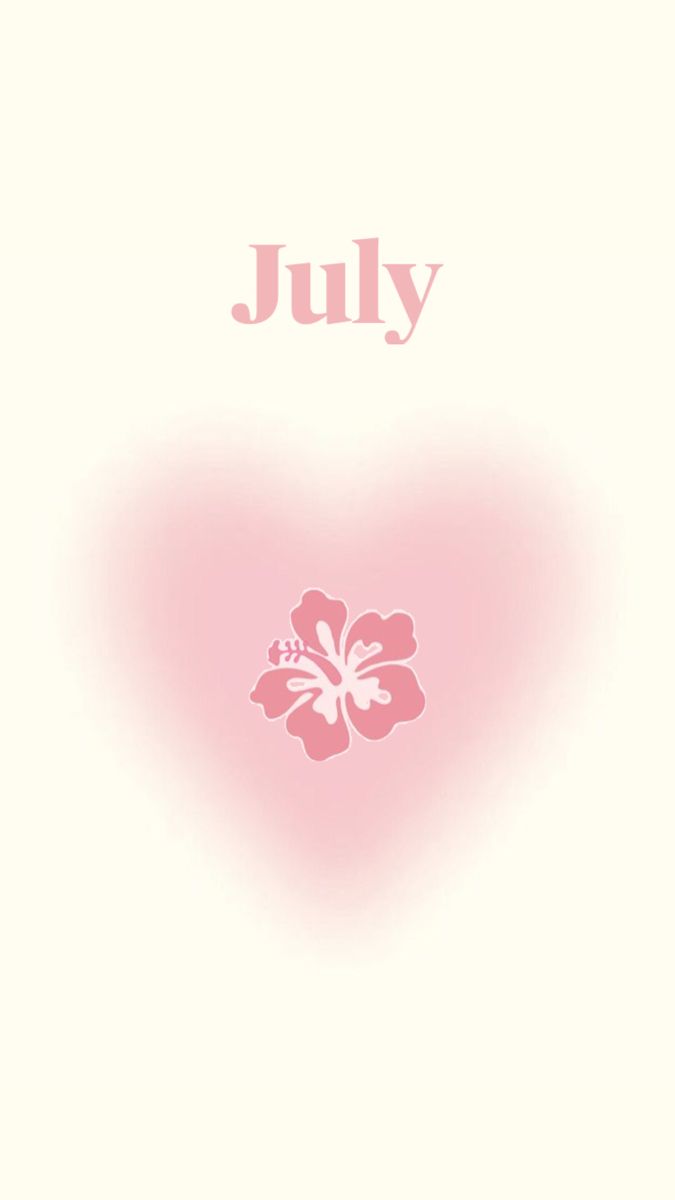 a pink flower with the word july on it