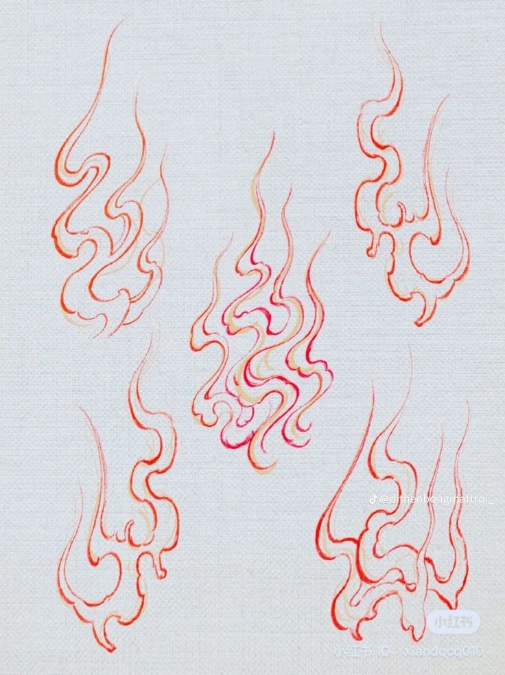 Japanese Fire Tattoo Design, Fire Japanese Art, Japanese Flames Tattoo, Japanese Fire Tattoo, Red Japanese Tattoo, Flaming Tattoo, Japanese Flames, Fire Line Art, Flames Drawing