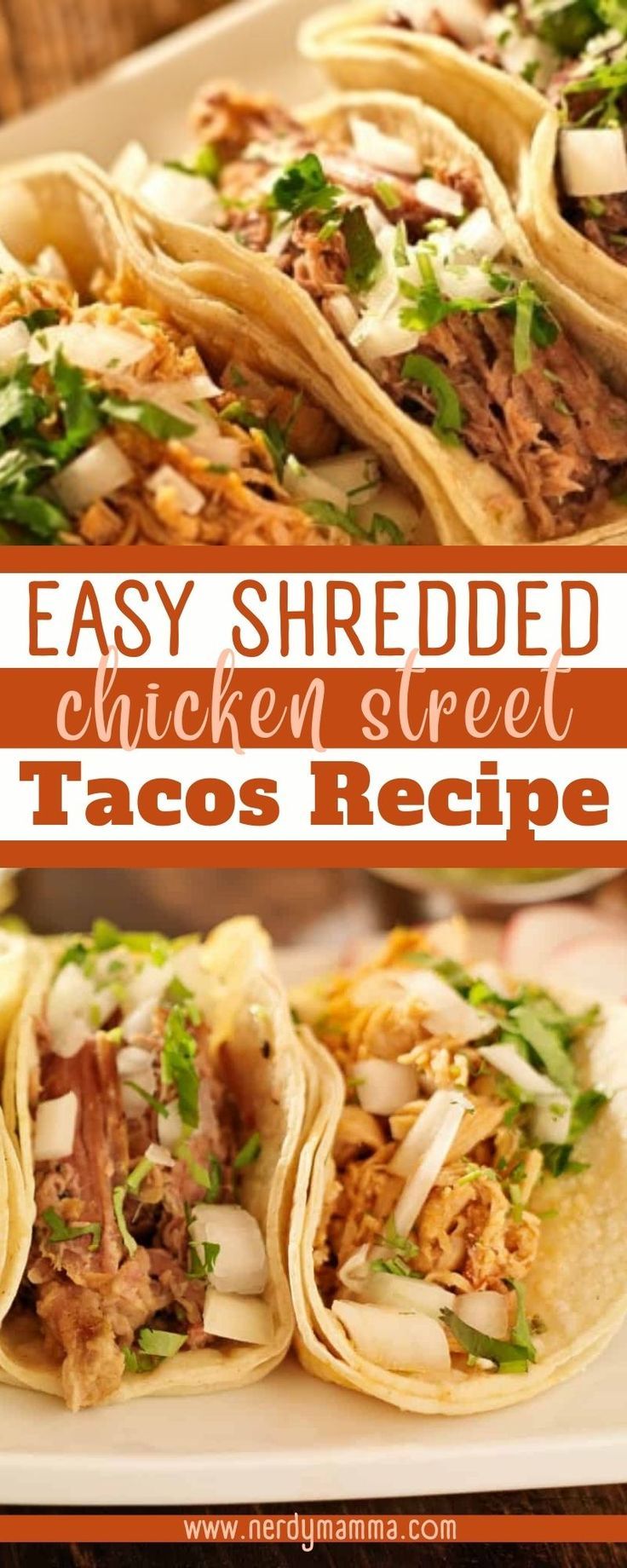 easy shredded chicken street tacos recipe on a plate