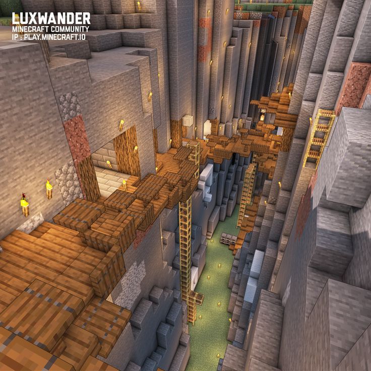 the inside of a large building with lots of wooden floors and walls, in a minecraft environment