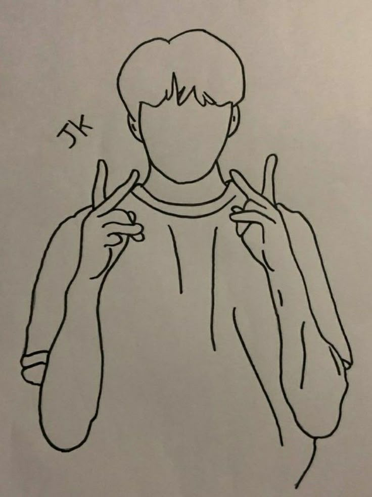 a drawing of a person making the peace sign