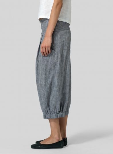 Linen Harem Pants Linen Bottoms With Side Pockets And Tapered Leg, Linen Bottoms With Tapered Leg And Side Pockets, Relaxed Linen Pants With Side Pockets, Baggy Linen Bottoms With Side Pockets, Linen Harem Pants With Pockets, Relaxed Linen Harem Pants, Summer Linen Harem Pants With Side Pockets, Relaxed Linen Bottoms With Side Pockets, Chic Flax Colored Linen Bottoms