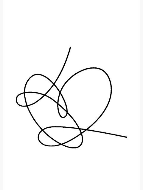 a black and white drawing of an object with lines in the shape of a heart