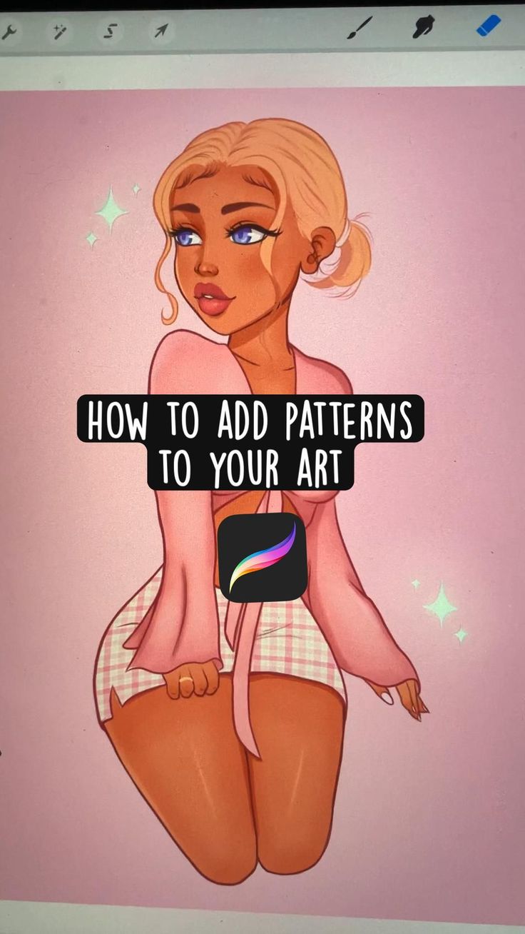 an image of a woman with the words how to add patterns to your art